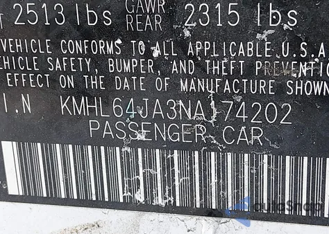 2022 Hyundai Sonata Sel из США, поврежденный, VIN KMHL64JA3NA174202